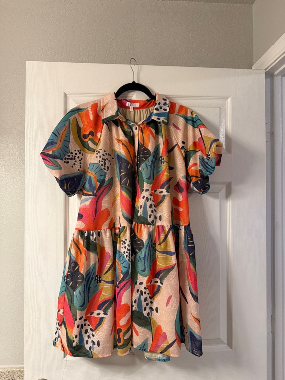 TCEC Multicolor Tropical Print Mini Dress